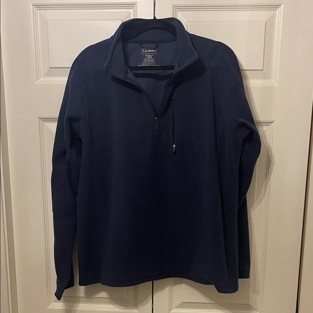 L.L. Bean Men's Dark Blue Quarter Zip Fleece Layer Jacket